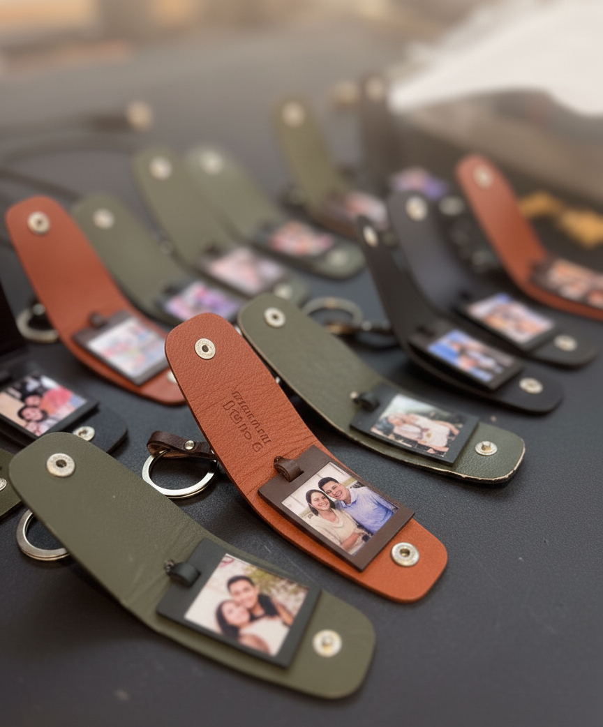 Llaveros personalizados con foto de cada empleado