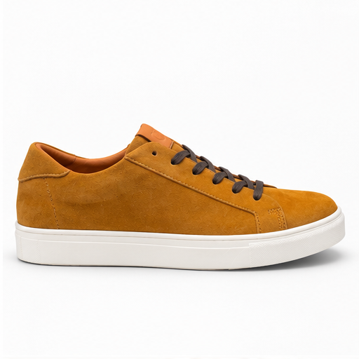 Deportivo Amaretto mostaza hombre vista lateral fondo blanco