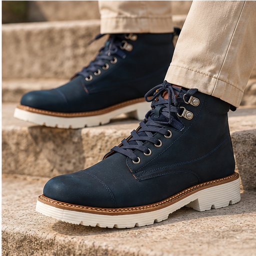 Bota Nevada Azul - modelo usando las botas