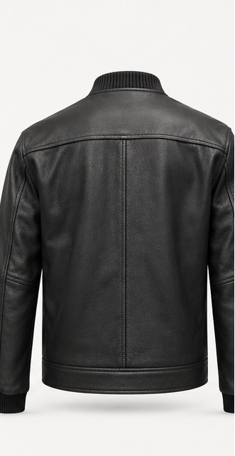 Chaqueta de cuero negra Germán Patiño vista posterior