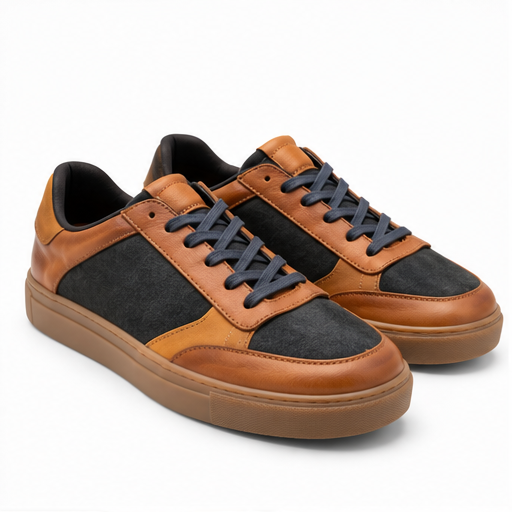 Deportivo hombre café y negro vista tres cuartos