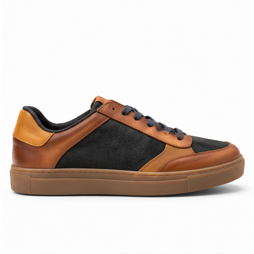 Deportivo hombre café y negro vista lateral