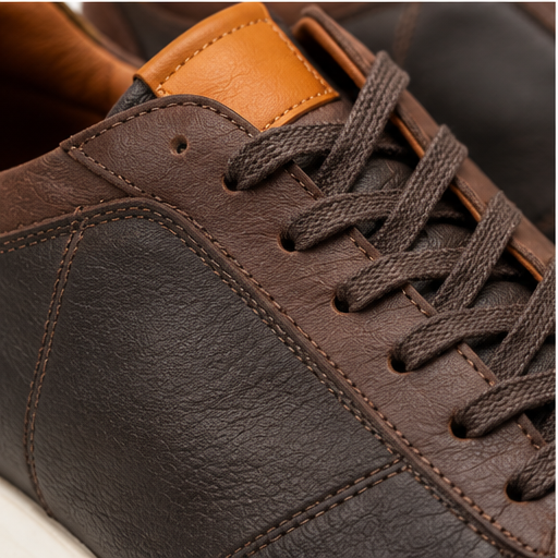 Detalle cuero Deportivo hombre café con suela TR